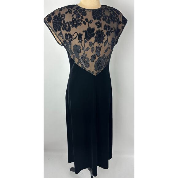 Vintage Tom Barra Size 8 Black Velvet Evening Gown Dress Christmas NYE Formal - Picture 12 of 12